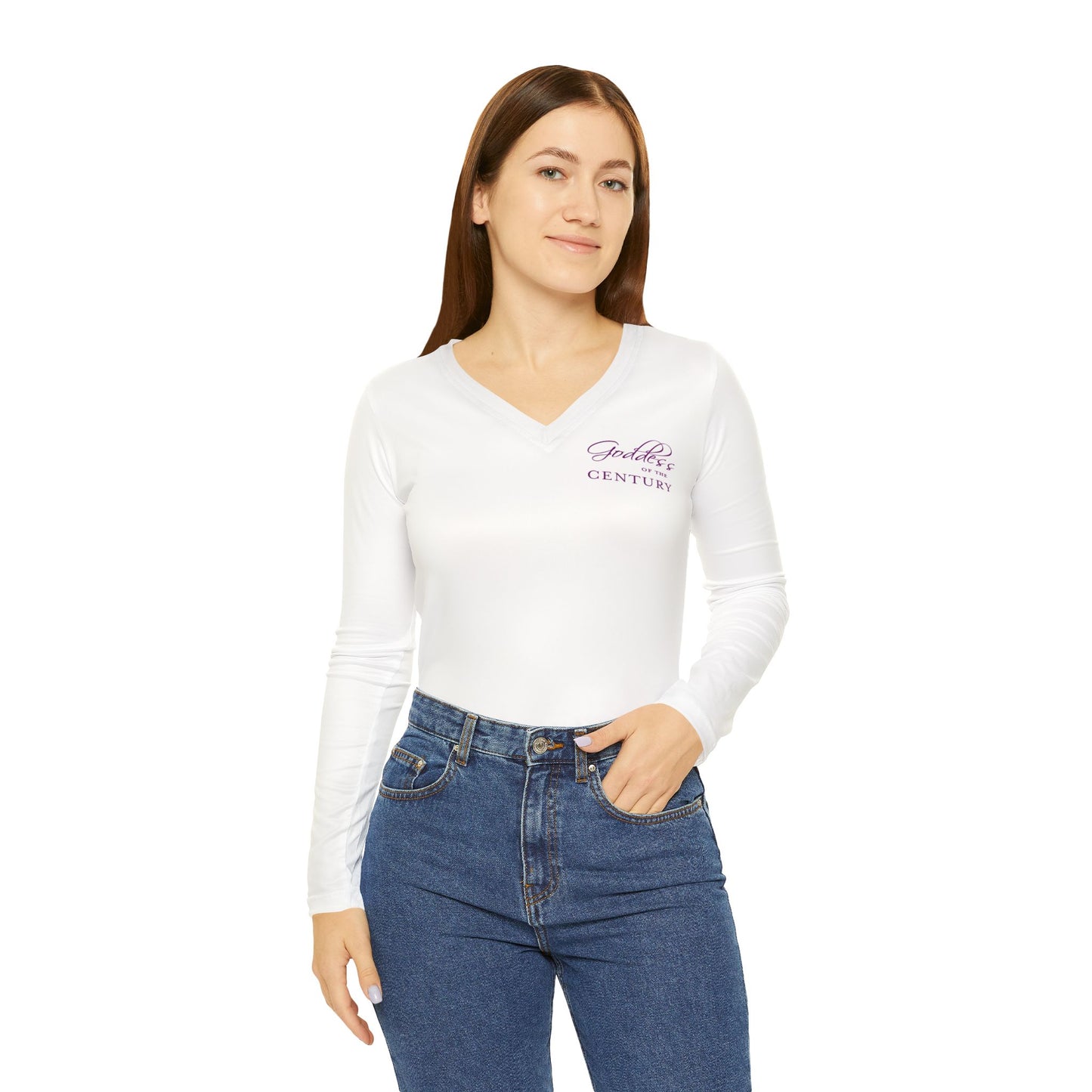 Goddess of the Century Women’s Long Sleeve V-Neck — Emblem Edition